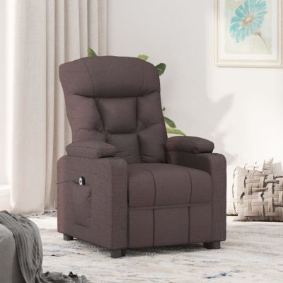 Gossi fotoliu rabatabil electric, maro inchis, material textil