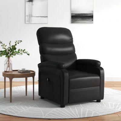 Gossi fotoliu rabatabil electric, negru, piele ecologica