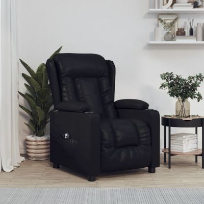 Gossi fotoliu rabatabil electric, negru, piele ecologica