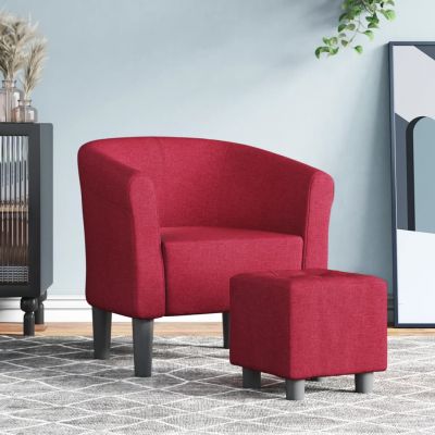 Gossi fotoliu tip cuva cu taburet, rosu vin, material textil