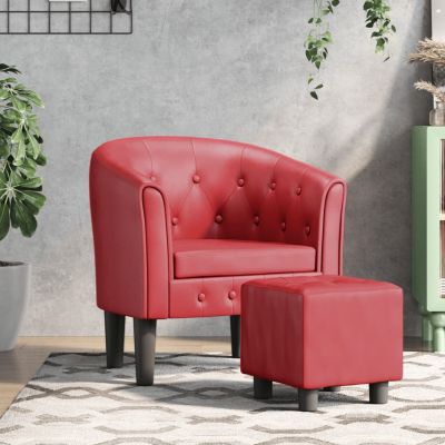 Gossi fotoliu tip cuva cu taburet, rosu vin, piele ecologica