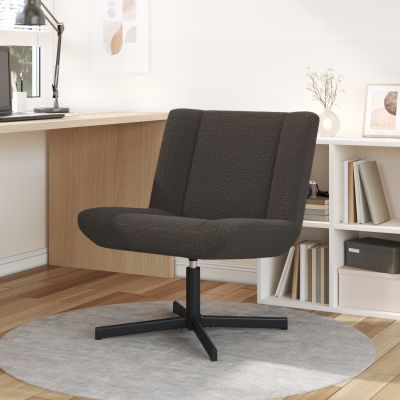 Gossi scaun accent gri inchis tesatura cu baza din metal mediu pivotant