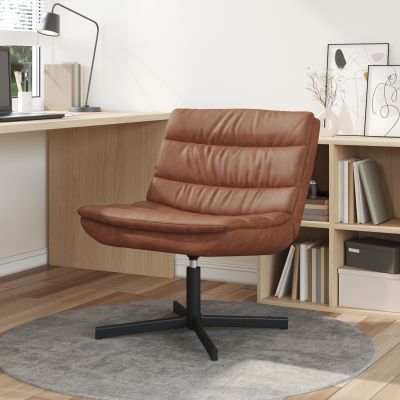Gossi scaun accent maro piele sintetica, metal mediu rotativ