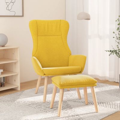 Gossi scaun de relaxare cu taburet, galben mustar, textil