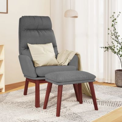 Gossi scaun de relaxare cu taburet, gri deschis, material textil