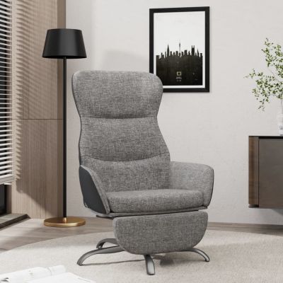 Gossi scaun de relaxare cu taburet, gri deschis, material textil