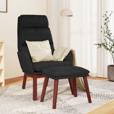 Gossi scaun de relaxare cu taburet, negru, textil
