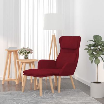 Gossi scaun de relaxare cu taburet, rosu vin, catifea