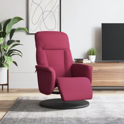 Gossi scaun de relaxare cu taburet, rosu vin, catifea