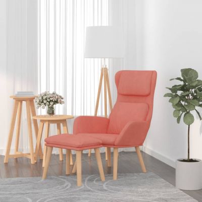 Gossi scaun de relaxare cu taburet, roz, catifea