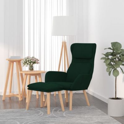Gossi scaun de relaxare cu taburet, verde inchis, catifea