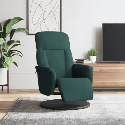 Gossi scaun de relaxare cu taburet, verde inchis, catifea