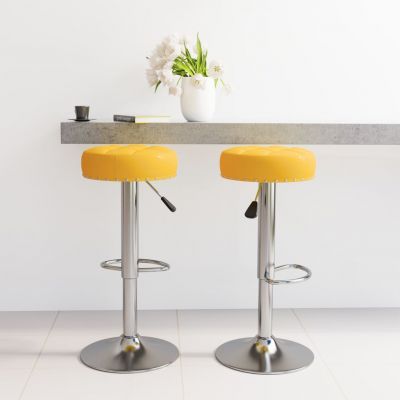 Gossi scaune de bar, 2 buc., galben mustar, material textil