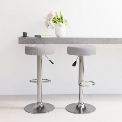Gossi scaune de bar, 2 buc., gri, material textil