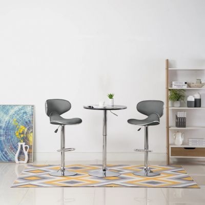 Gossi scaune de bar, 2 buc., gri, piele ecologica