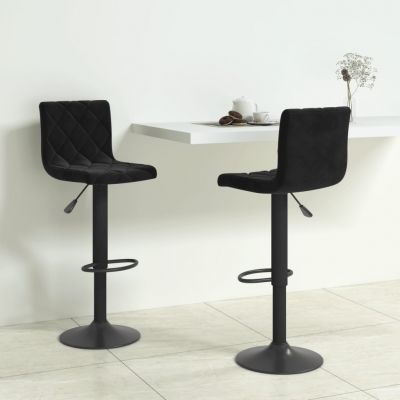 Gossi scaune de bar, 2 buc., negru, catifea