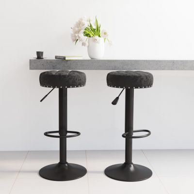 Gossi scaune de bar, 2 buc., negru, catifea