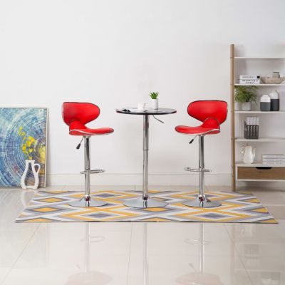 Gossi scaune de bar, 2 buc., rosu, piele ecologica