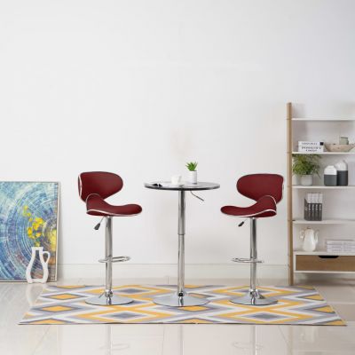Gossi scaune de bar, 2 buc., rosu vin, piele ecologica