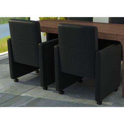 Gossi scaune de bucatarie, 2 buc., negru, piele ecologica