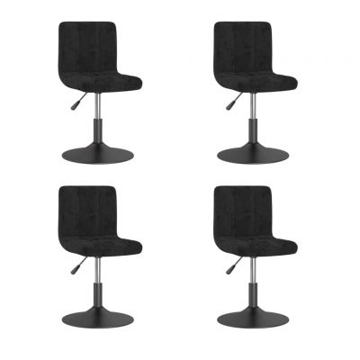 Gossi scaune de masa pivotante, 4 buc., negru, catifea