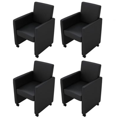 Gossi scaune de sufragerie, 4 buc., negru, piele ecologica