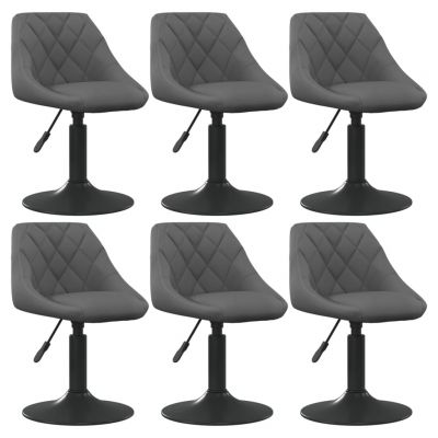 Gossi scaune de sufragerie pivotante, 6 buc, gri inchis, catifea