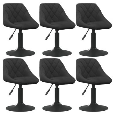 Gossi scaune de sufragerie pivotante 6 buc, negru, catifea
