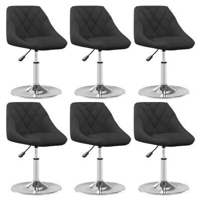 Gossi scaune de sufragerie pivotante 6 buc, negru, catifea
