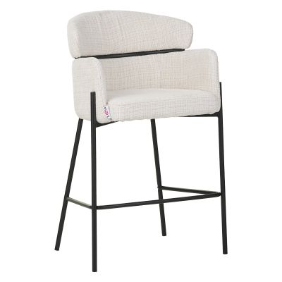 Scaun bar Tolerse tesatura bej picioare metal, negru, 55x60x97 cm