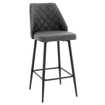 Scaun de bar Inflame inaltime piele ecologica antracit - metal negru