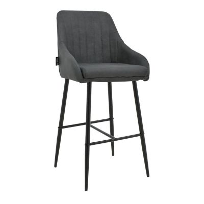 Scaun de bar Patrin picior din pu-metal de culoare Gri închis de culoare neagră
