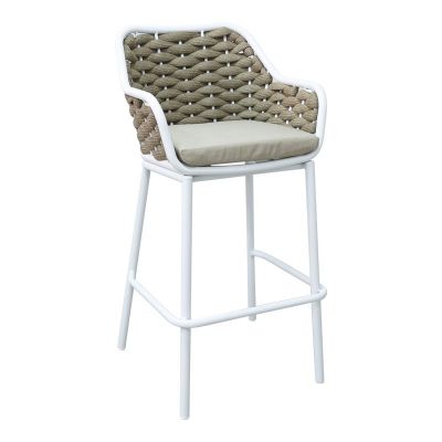 Scaun de bar pentru exterior Model Zuki, Alb, 55x54x109 cm