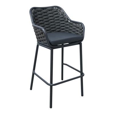 Scaun de bar pentru exterior Model Zuki, Gri, 55x54x109 cm
