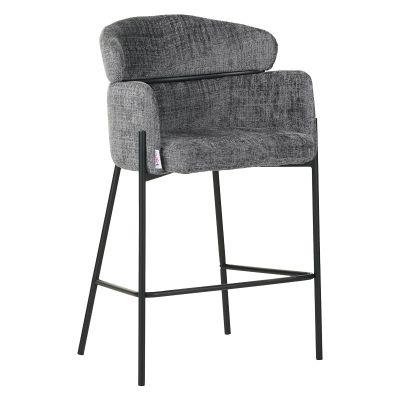 Scaun de bar Tolerse Inart tesatura Gri deschis-picior metal negru