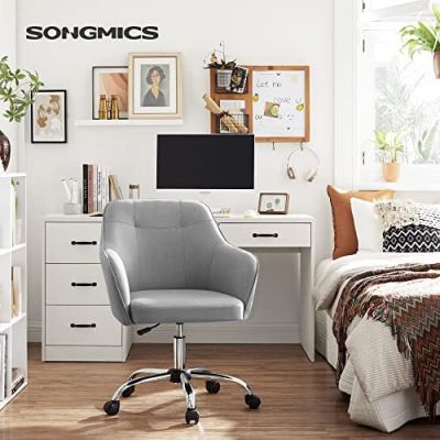Scaun de birou, Songmics, Gri, 65x69x(83-93) cm