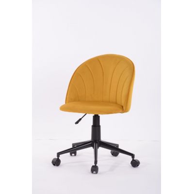 Scaun de birou - tapiterie catifea galbena