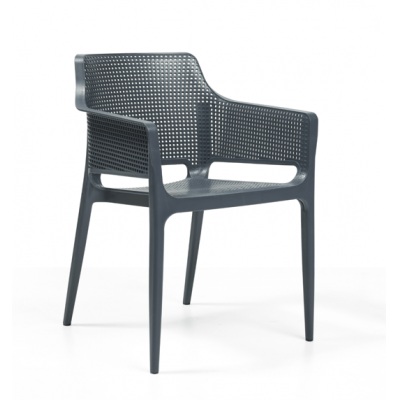 Scaun exterior Novussi Like cu brațe din polipropilenă antracit suprapozabil Scaun exterior Novussi Like cu brațe din polipropilenă antracit suprapozabil