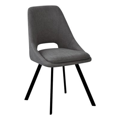 Scaun Initiate material teddy gri inchis picioare metalice negre 48x57x85 cm