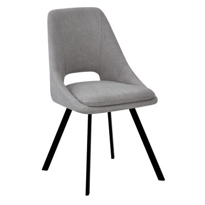 Scaun Initiate material teddy gri-negru picior metalic 48x57x85 cm
