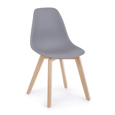 Scaun System, Bizzotto, 51.5x46.5x86 cm, lemn de fag/polipropilena, gri