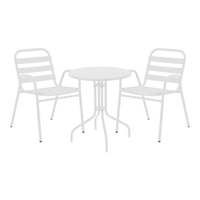 Set masă și scaune de exterior, 3 Piese, Model , Alb