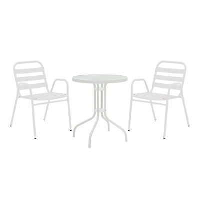 Set masă și scaune de exterior, 3 Piese, Model , Alb