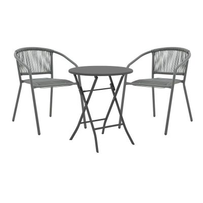 Set masă și scaune de exterior, 3 Piese, Model Albero-Lindaria, Antracit, D60x70 cm