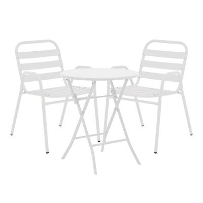 Set masă și scaune de exterior, 3 Piese, Model Albero-Sussie, Alb, D60x70 cm