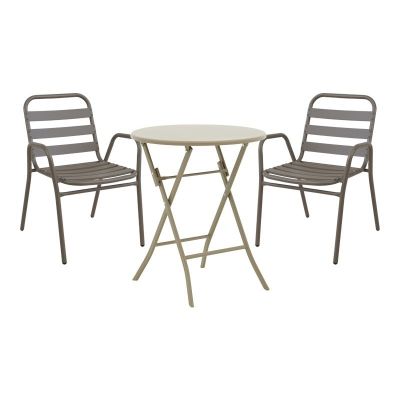 Set masă și scaune de exterior, 3 Piese, Model Albero-Sussie, Champagne, D60x70 cm