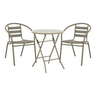 Set masă și scaune de exterior, 3 Piese, Model Albero-Tade, Champagne, D60x70 cm