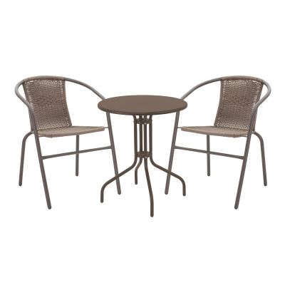 Set masă și scaune de exterior, 3 Piese, Model , Maro