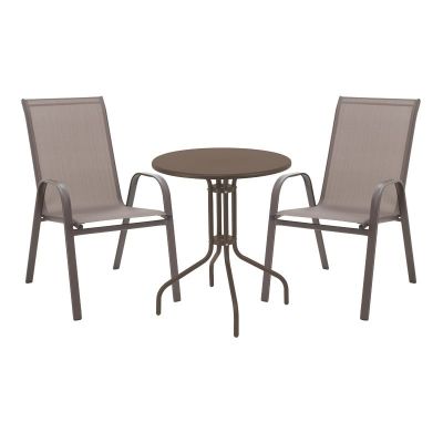 Set masă și scaune de exterior, 3 Piese, Model , Maro