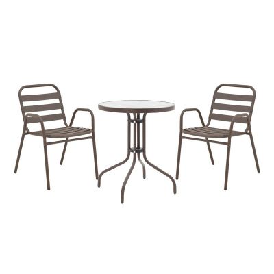 Set masă și scaune de exterior, 3 Piese, Model , Maro